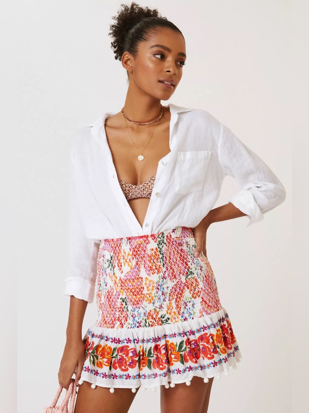 Farm Rio x Anthropologie | Floral Spring Bananas Smocked Mini Skirt - Size M